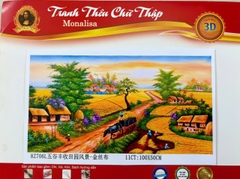 Tranh thêu kín Mùa lúa chín 8Z706L, kích thước 100 x 50 cm, 11ct thêu 3 sợi