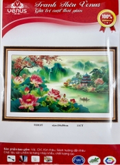 Tranh thêu kín Hoa Sen tinh khiết VS9137, kích thước 58 x 98 cm