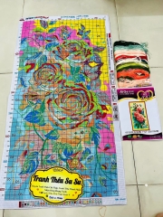 Tranh thêu kín Hoa hồng đỏ 65189, kích thước 65 x 108 cm
