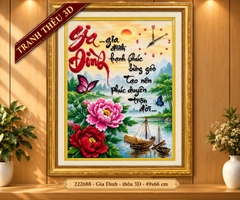 Tranh thêu Đồng hồ gia đình 222688, kích thước 49x 66 cm