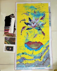 Tranh thêu kín Cửu ngư hoa sen EDB119, kt 125 x 65 cm