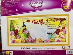 Tranh thêu chữ thập Cha mẹ (thêu 3D) LV3061, kích thước 88 x 43 cm