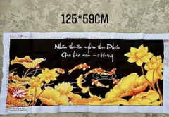 Tranh thành phẩm (đã thêu) Gia hoà vạn sự hưng, kích thước 125 x 59 cm