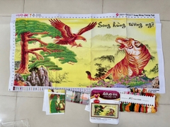 Tranh thêu Song hùng tương ngộ AL53477, kích thước 114x 62 cm