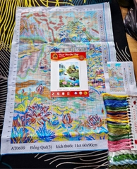 Tranh thêu kín cảnh đồng quê AT6099, kích thước 60 x 90 cm