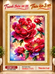 Tranh thêu kín Hoa mẫu đơn VS8131, kích thước 50 x 68 cm