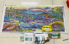 Tranh phong cảnh thêu kín Non nước hữu tình EDB215, kích thước 150 x 70 cm