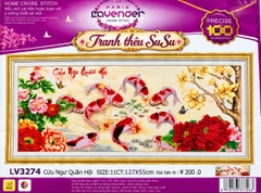 Tranh thêu Cửu ngư quần hội LV3274, kích thước 127 x 55 cm