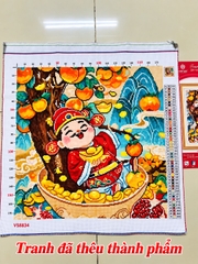 Tranh thành phẩm Thần tài, tranh chữ thập đã thêu thành phẩm