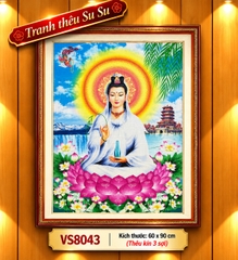 Tranh thêu kín phật quan âm Vs8043, kích thước 60x90 cm