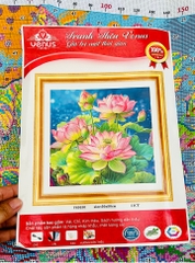 TRANH THÊU KÍN HOA SEN VS9150, KÍCH THƯỚC 50 x 50 cm