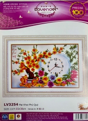 Tranh đồng hồ Cành hoa mai LV3254, kích thước 55x38 cm