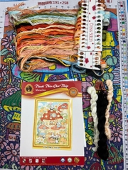 Tranh thêu kín Gấu trúc dễ thương LJ064, kích thước 55x75 cm, 11ct thêu kín 3 sợi