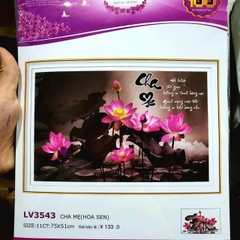 Tranh thêu chữ thập Cha mẹ LV3543, kích thước 75 x 51  cm
