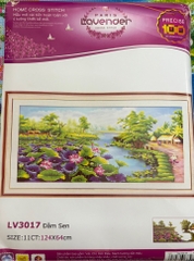 Tranh thêu 3D Hoa sen LV3017, kích thước 124 x 64 cm