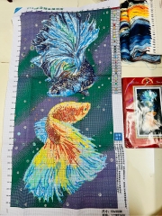 Tranh thêu kín Song ngư E120, kích thước 50 x 90 cm