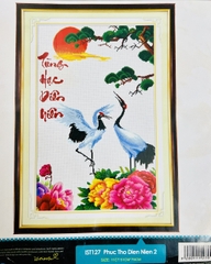 Tranh thêu Tùng hạc diên niên 127, kích thước 51x75 cm