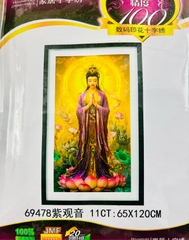 Tranh thêu kín quan âm 69478, kích thước 60x120 cm