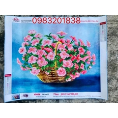 [Đính sẵn] Tranh đá Giỏ hoa kích thước 65 x 53 cm