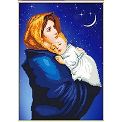 Tranh thêu chữ thập Đức mẹ Maria bồng con LV3140, kích thước 40 x 52 cm