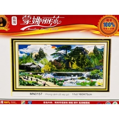 Tranh chữ thập thêu kín Phong cảnh cối xay gió MN0157