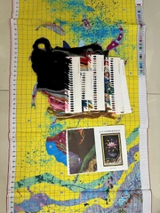 Tranh thêu kín Cửu ngư hoa sen EDB119, kt 125 x 65 cm