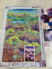 Tranh thêu kín lâu đài mây tím J8011, kích thước  60 X 80 CM