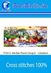 Tranh thêu kín Mã đáo thành công TT2013, kích thước 120 x 60 cm