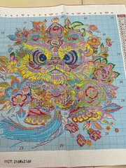 Tranh thêu kín con lân VS8382, kích thước 60x60 cm