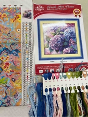 Tranh thêu kín cẩm tú cầu VS9037, 11ct thêu 3 sợi, 50x50 cm