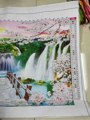 Tranh thêu Non nước hữu tình LV3320, kích thước 120 x 55 cm