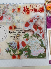 Tranh thêu đồng hồ cửu ngư LV3366, kích thước 60 x 45 cm