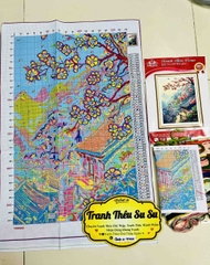 Tranh thêu kín Phong cảnh cố hương VS8883, kích thước 50 x 76 cm