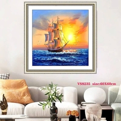 Tranh thêu kín Thuận buồm xuôi gió VS8235, kích thước 60 x 60 cm