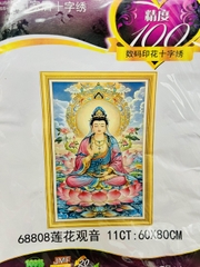 Tranh thêu quan âm bồ tát 68808, kích thước, 60x 80 cm