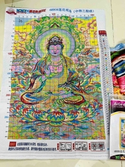 Tranh thêu quan âm bồ tát 68808, kích thước, 60x 80 cm