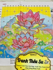 TRANH THÊU KÍN HOA SEN VS9081, KÍCH THƯỚC 50x 50 cm