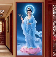 Tranh thêu kín Quan âm từ bi AG70803, kích thước 60 x 110 cm