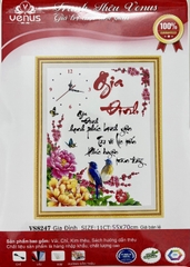 Tranh thêu đồng hồ Cha mẹ VS8247, kích thước 55 x70 cm