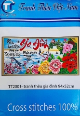 Tranh thêu kín Gia đình TT2001, kích thước 94 x 52 cm