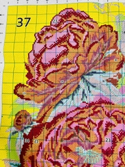 Tranh thêu kín Mẫu đơn hồng A632, kích thước 55 x 75 cm