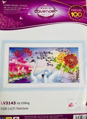 Tranh thêu chữ thập đồng hồ vợ chồng LV3143, kích thước 76  x 43 cm