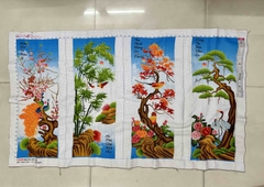 Tranh thành phẩm (đã thêu) Tứ quý, kích thước 134 x 78 cm