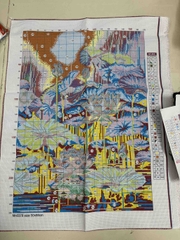 Tranh thêu kín Đầm sen MN0378, kích thước 50x68 cm