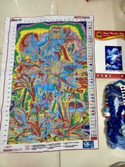 TRANH THÊU KÍN HOA THỦY TIÊN, KÍCH THƯỚC 50 X 75 CM