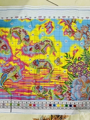Tranh thêu kín Cửu ngư VS8141, kích thước 100 x 50 cm