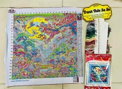 Tranh thêu kín Phong cảnh mùa xuân VS8069, kích thước 63 x 63 cm