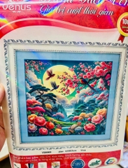 Tranh thêu kín Phong cảnh mùa xuân VS8069, kích thước 63 x 63 cm