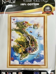 Tranh thêu kín Bản đồ Việt Nam NG6017, kích thước 70 x 100 cm