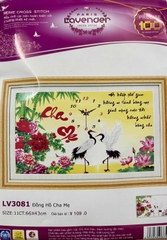 Tranh thêu chữ thập Cha mẹ (đồng hồ) LV3157 (các mẫu này đều thêu 3D)